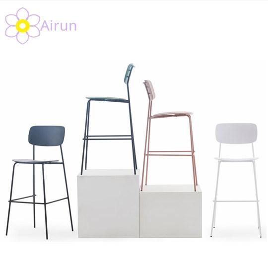 Modern Commercial Bar Hotel Decoration Furniture Plastic Bar Chair with Metal Frame