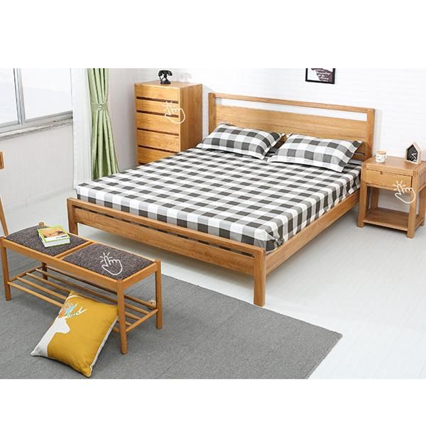 Small Apartment Modern Comfortable Soft Package Solid Wood Bedroom Double Bed