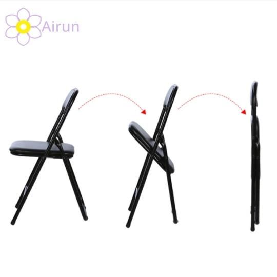 Factory Supply Backrest Home Portable Simple Stool Computer Office Meeting Dormitory Metal Frame PU Cover Folding Dining Chair