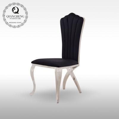 French Style Sector High Back Stainless Steel Modern Dining Chair for Wedding and Banquet