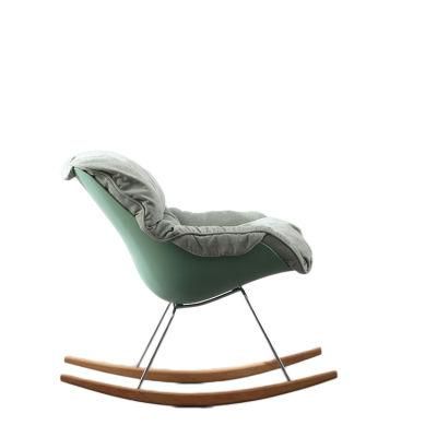 Modern Design Luxury High Quality Plastic Seat Beech Wood Legs Lazy Man Comfortable Leisure Rocking Chair