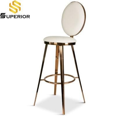 Wholesale Gold Metal Frame Bar Stool Chair with Round Back