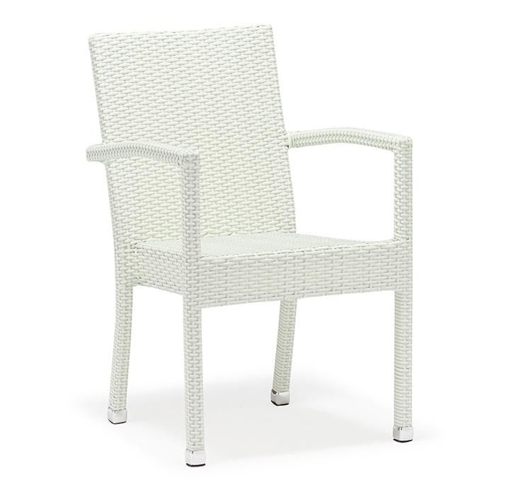 Aluminum Woven Wicker Chair Rattan Modern Cafe Outdoor Furniture with Arm