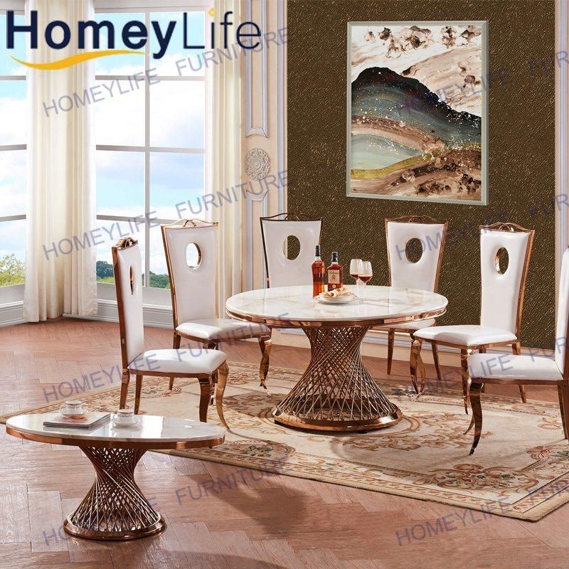 Large 40 50 Inch Luxury Modern Home Hotel Marble Metal Dining Table