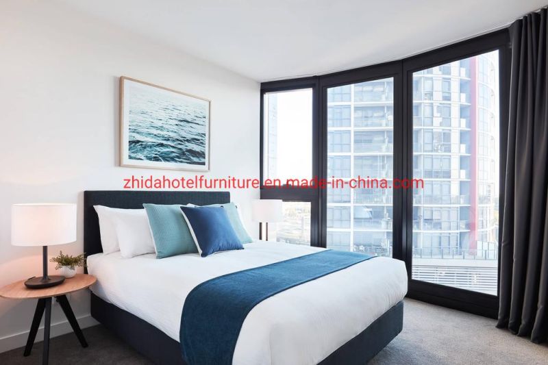 Modern Luxury Commercial Hotel Apartment Villa Living Room Bedroom Fabric King Size Bed Room Furniture