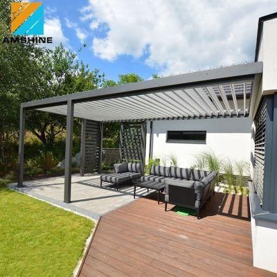New Arrival Modern Design Garden Motoized Waterproof Aluminum Louver Villa Pergola Gazebo Outdoor with Aluminum Roof