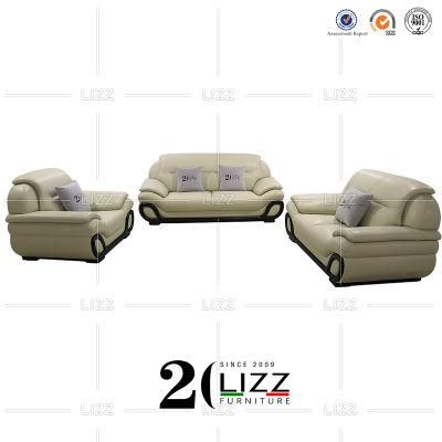 Modular Contemporary Simple Senior Home Furniture Nordic Living Room White Genuine Leather Sofa