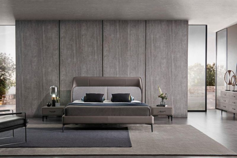 Gainsville Italy Design Modern Leather Bed Bedroom in Home Furniture