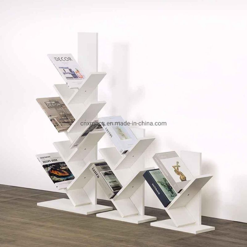 Simple Design Wooden Bookshelf Bookcase Modern Display Magazine Rack for Home