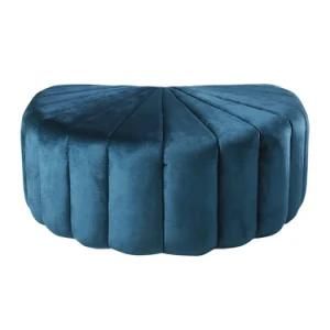 Modern Velvet Home Office Hotel Living Room Furniture Sector Ottoman Pouf for Bedroom Without Legs
