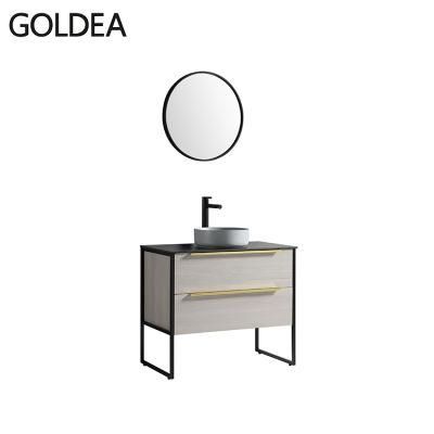 Manufacture Ceramics Modern Goldea Hangzhou Furniture Wooden Basin Mirror Bathroom Vanity Cabinet