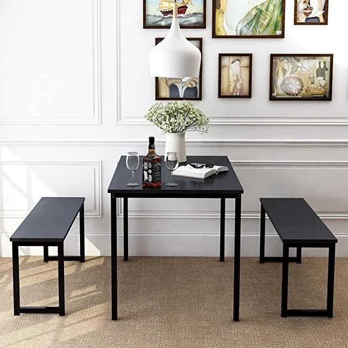 Nova Modern Dining Furniture MDF Dining Table Black Iron Legs Dining Table Set