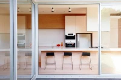 Wood Grain with White PVC Cupboard Modern Furniture Design Modular Customized Kitchen Cabinets Manufacturers