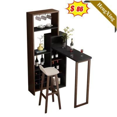 Log Color Modern Wooden Style Living Room Furniture Bar Wine Storage Cabinet with Chair