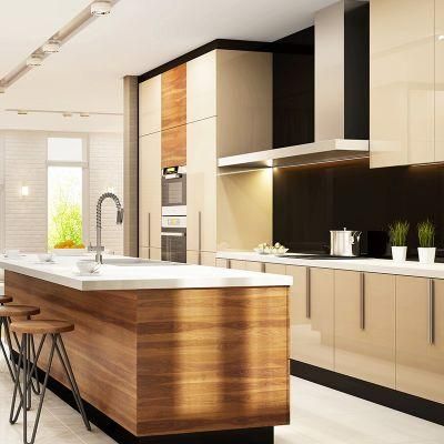 Wholesale Factory Customized High Quality Cheap Complete Plywood PVC Modern Black Island Kitchen Cabinet
