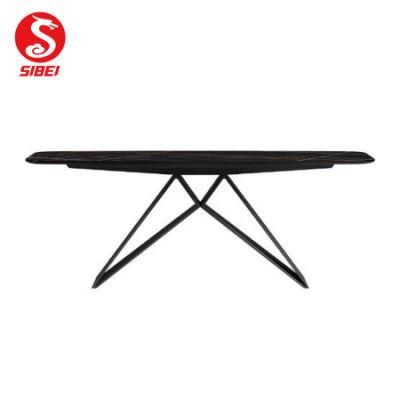 Modern Simple Design Dining Set Home Furniture Marble Top Stainless Steel Dining Table