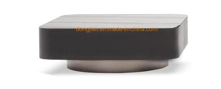Coffee Table with Imported Smoked Wood Veneer, Stainless Steel Grey Titanium and Natural Jazz White
