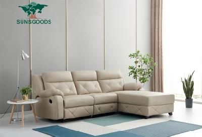 Italian Modern Sectional Living Room Home Genuine Leather Luxurious Wood Frame Sofa