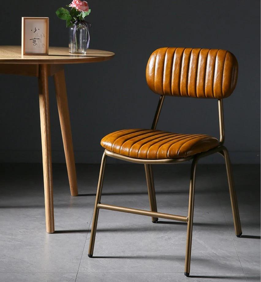 Metal Frame Leisure Nordic Dining Bar Chair PU Leather Home Furniture Restaurant Metal Chairs