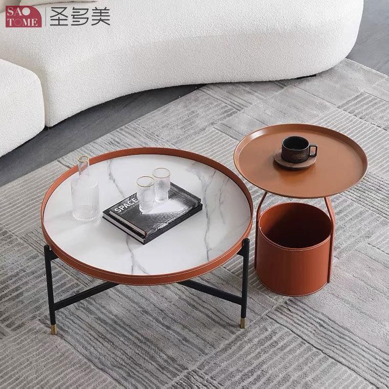Round Plate End Table Set Metal Coffee Table