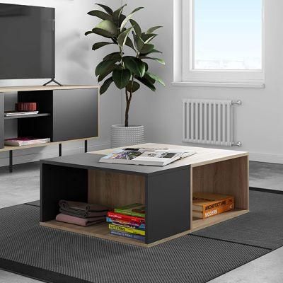 Modern Simple MDF Wood New Design Tea Coffee Center Table with Drawer and Open Shelf
