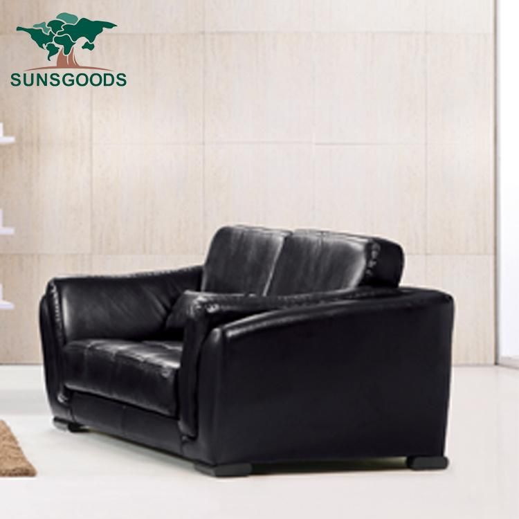 Black Colour Real Leather Sofa Furniture for Living Room