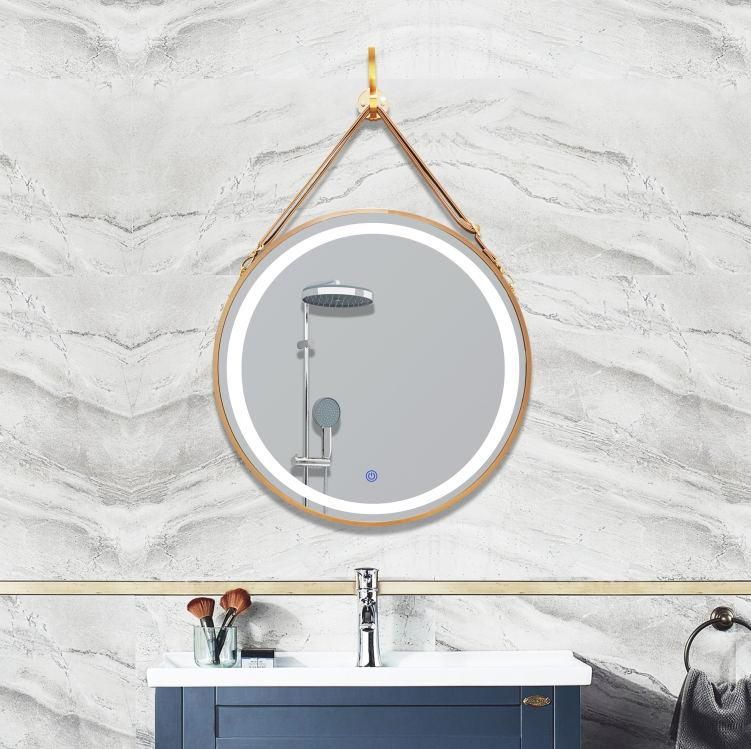 Modern Round Copper-Free Bathroom Hotel Illuminated Anti-Fog LED Wall Mirror