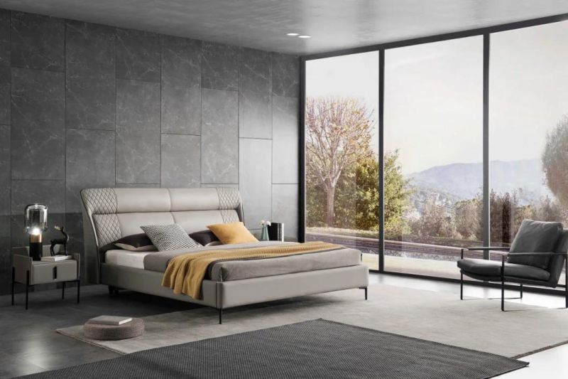Gainsivlle Italy Modern King Size Home Leather Wall Bed in Bedroom Furniture