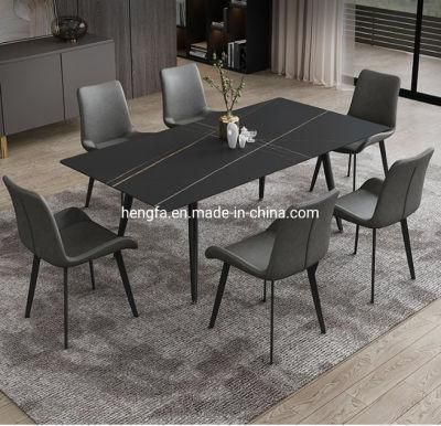 Modern Luxury Hotel Restaurant Furniture Space Saver Metal Base Marble Square Dining Table