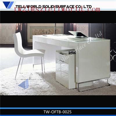Latest Design White Blue Round Shaped Corian Executive Desktop Manager Desk Counter Office Desk Exporter