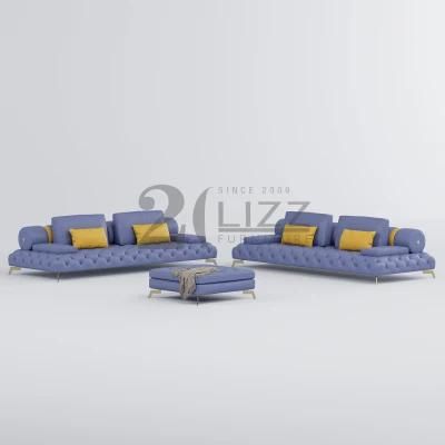 Chinese Wholesael European Living Room Leather Furniture Modern Home Office Chesterfield Sofa