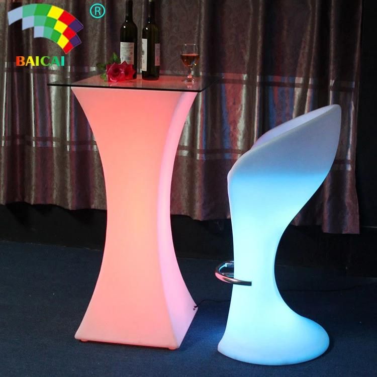 Bar Furniture LED Cocktail Table with Chair