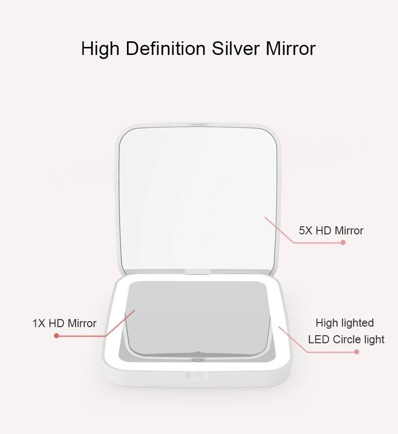 Mini Plastic Lighted Makeup Mirror Illuminated Folding Portable Travel Mirror