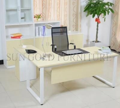 (SZ-ODL308) Computer Table L Shape White Steel Foot Executive Office Desk