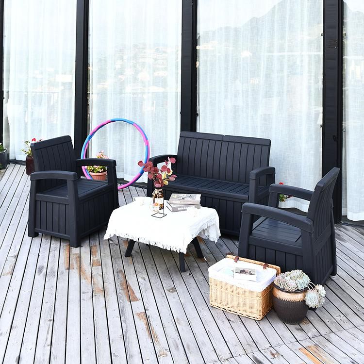 Outdoor Furniture Patio Use Modern Waterproof Plastic Sofa with Storage