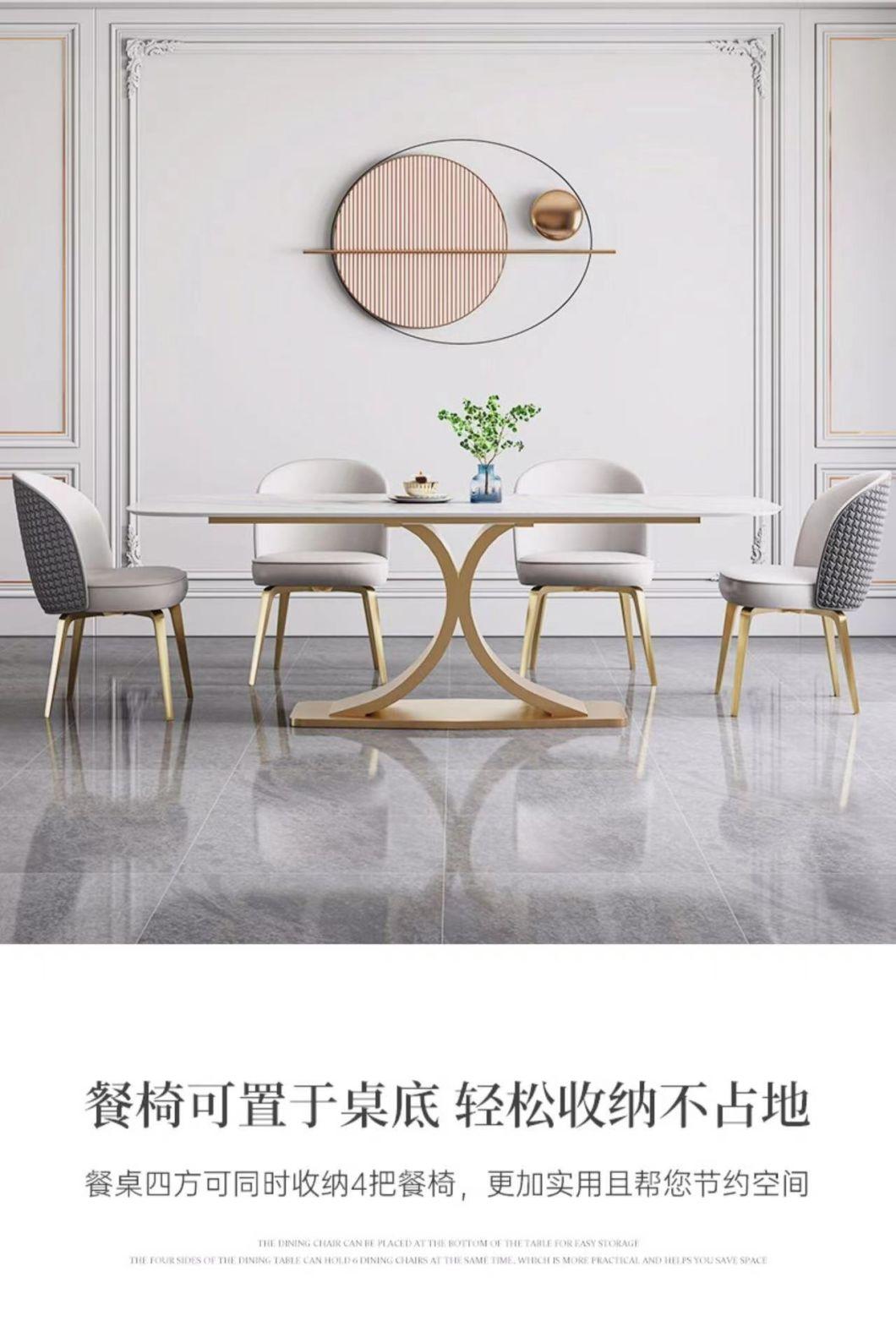 Italian Style Popular Living Room Dining Room Metal Slate Furniture Net Dining Table