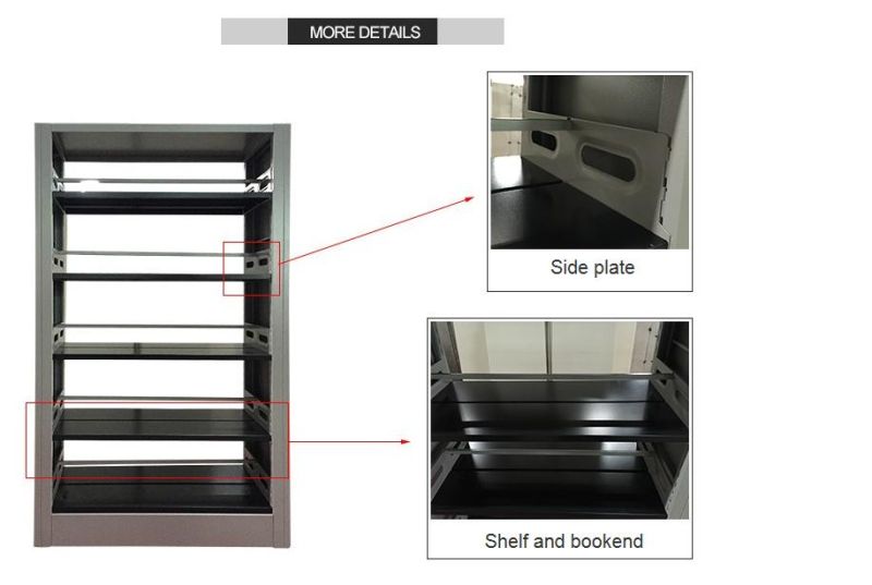 Best Selling Office Furniture 5 Ties Steel Movable Book Shelf