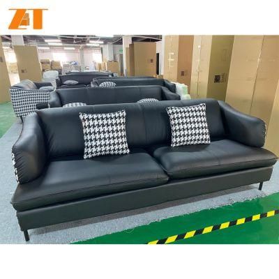China Upholstery Scandi Nordic Modern Interior Design 2 Seater Arm Leather Loveseat Couch Sofa