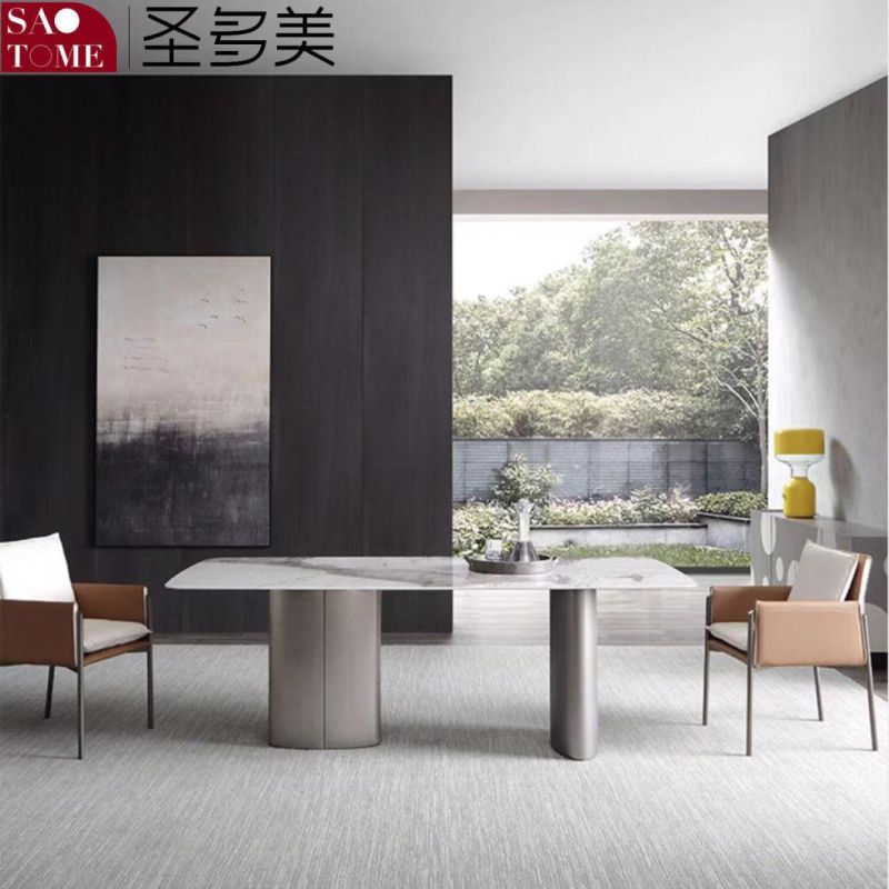 Modern Living Room Dining Room Furniture Gray Titanium Two Flat Long Foot Dining Tables