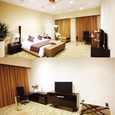 India Modern Style Customized Teak Veneer Lacquer Wholesale King Size Hotel Bedroom Furniture (GLBB-010123)