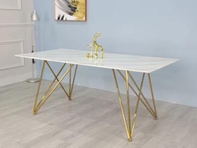 Wholesale Living Room Furniture Marble Top Stainless Steel Coffee Dining Table for Home Outdoor Furniture