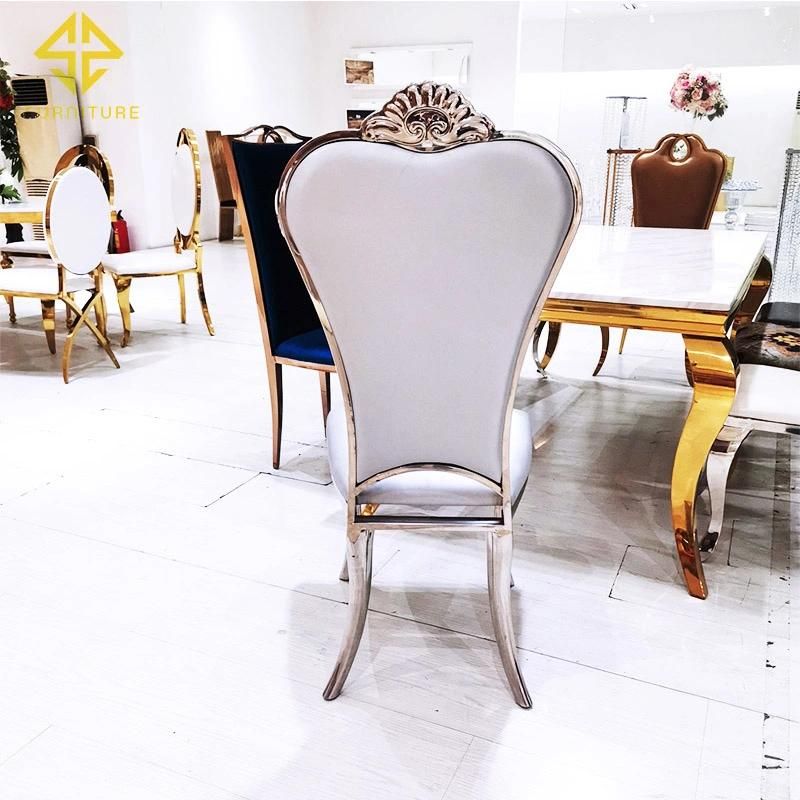 Golden Metal Stainless Steel Frame White Banquet Chair Wedding