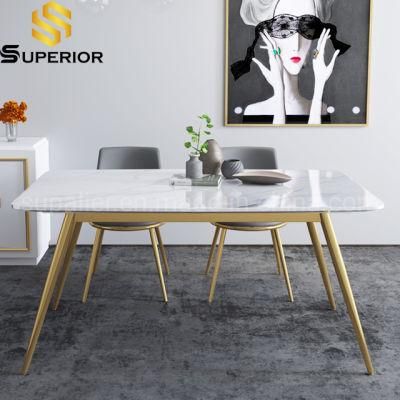 Nordic Style Gold Stainless Steel Furniture Dining Room Table
