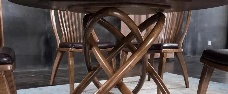 Fashion Solid Wood Dining Room Furniture Home Furniture Round Dining Table Set