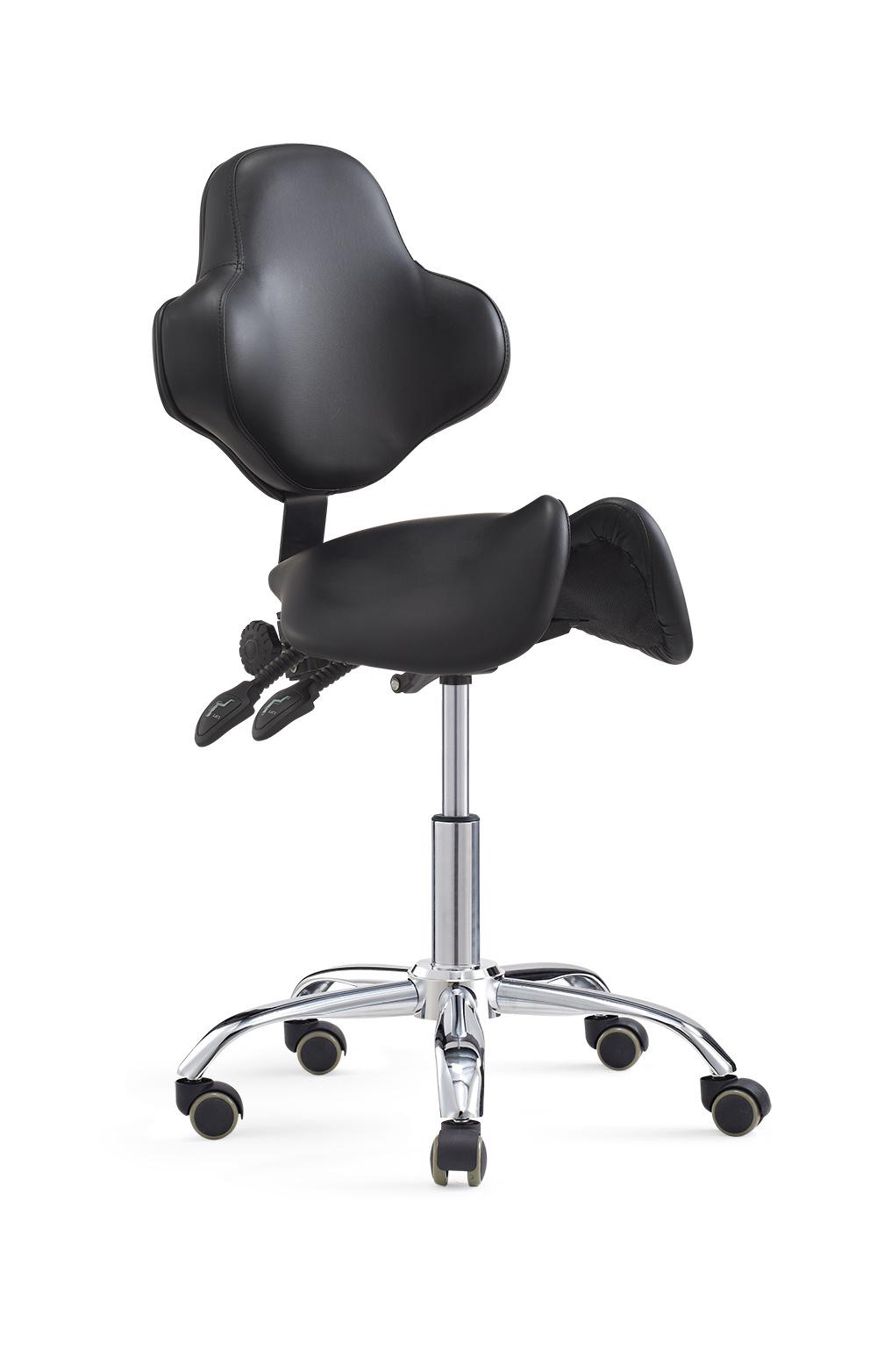 Rolling Saddle Stool with Backrest Height Adjustable Ergonomic Design Office Chair with Wheels for Beauty Salon Medical
