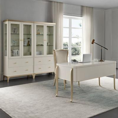 Modern Wooden Desk Home Furniture Glass Bookcase Living Room Cabinet for Study Room