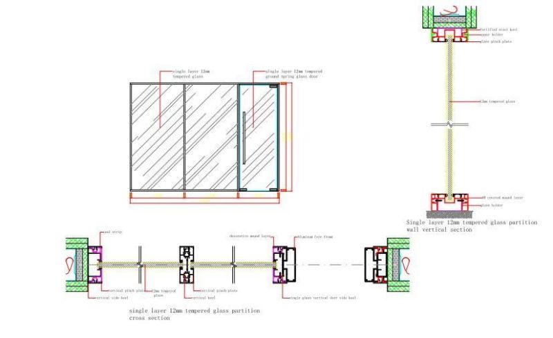 Professional Division Space Saving Modular Office Glass Partition