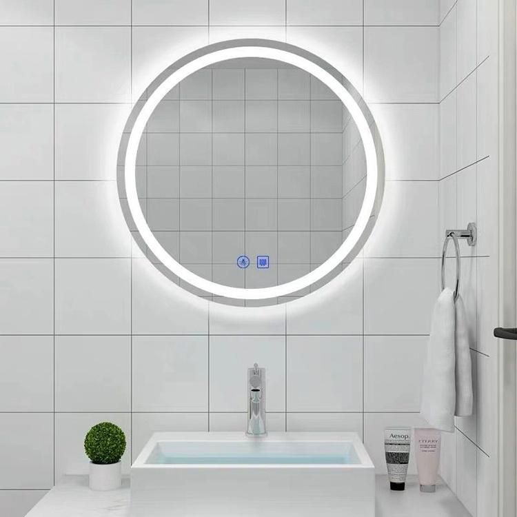 Custom Round Size Wall Mounted Hotel Vanity LED Lighted Bathroom Mirror