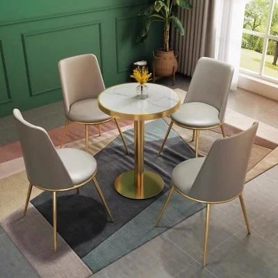 a Table and Four Chairs for Leisure in a Nordic Modern Coffee Shop, a Small Round Marble Table for a Milk Tea Shop