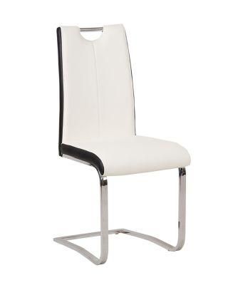 High Density Sponge Light White PU Leather Chair with Chromed Leg